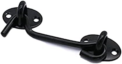 SHAUNI Hook and Eye Gate Bolt Lock 6 Inch Black Metal
