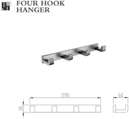 TAOLE Gray Double Towel Bar Bathroom Hardware Kit with 6 Hooks