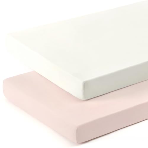 GRSSDER Mini Crib Sheets 2 Pack - Ultra Soft Stretchy Universal Fit