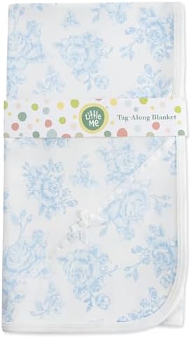 Little Me Baby Swaddling Blanket Blue Roses