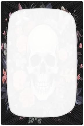 Floral Sugar Skull Crib Sheets Soft Breathable 52x28