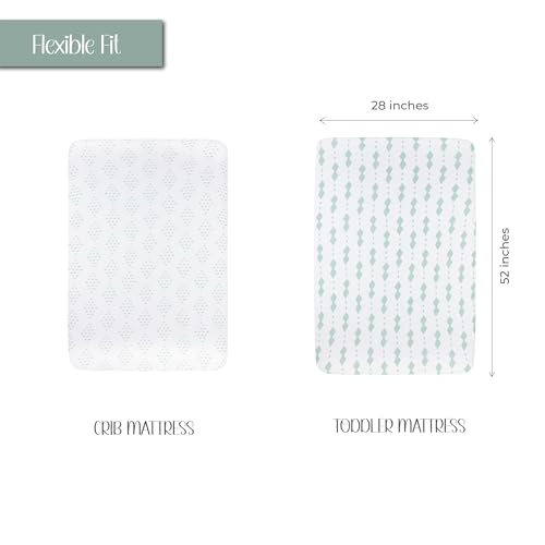 Elys Co Crib Sheet Set 2 Pack Grey Sage Diamond