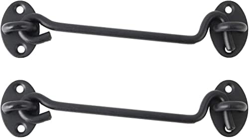 Stainless Steel Hook and Eye Latch for Gates Windows 2pcs Black Deadbolt