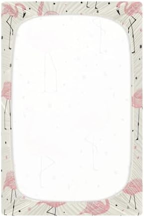 SUABO Summer Pink Flamingo Crib Sheets for Baby and Toddler