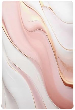 Wassud Rose Gold Marble Crib Sheets Pack and Play Fitted 27x39 Inch