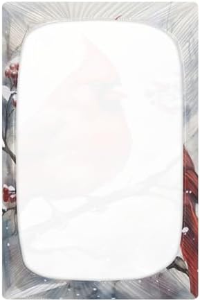 Jihqo Winter Red Bird Crib Sheets Pack N Play