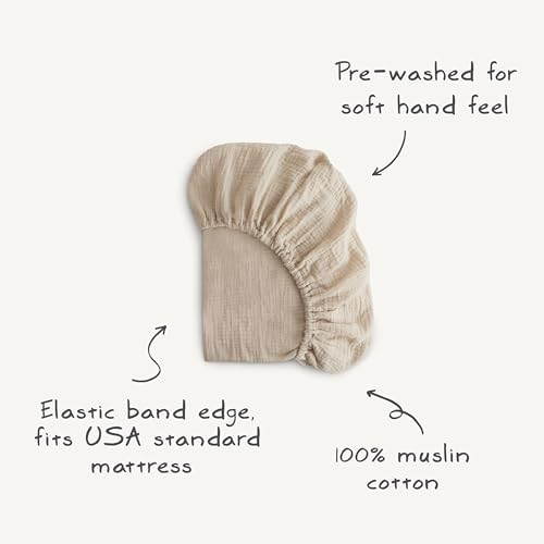 Mushie Extra Soft Muslin Fitted Crib Sheet Green Paisley