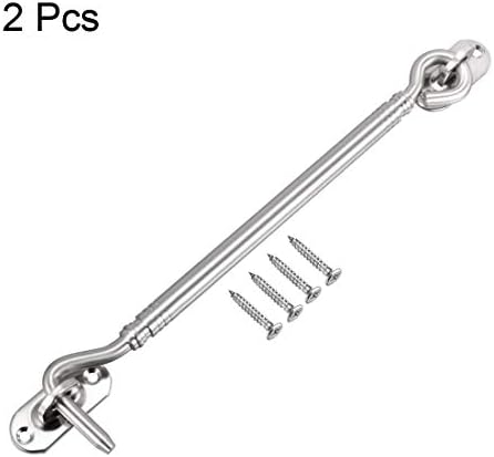 SHAUNI Hook and Eye Latch Gate Bolt with Mounting Screws 2pcs
