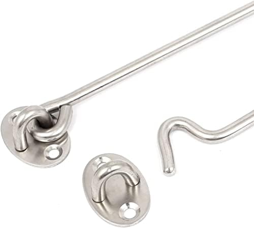 SHAUNI Hook and Eye Latch Gate Bolt Hook 10pcs Silver Stainless Steel