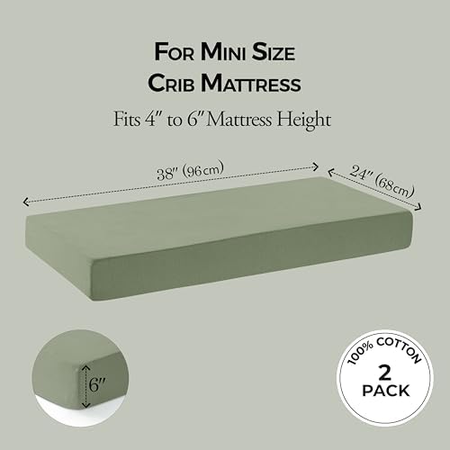 Dreamology 2 Pack Mini Crib Sheets 38x24 Soft 100 Cotton