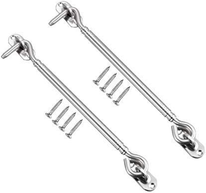 SHAUNI Hook and Eye Latch Gate Bolt with Mounting Screws 2pcs