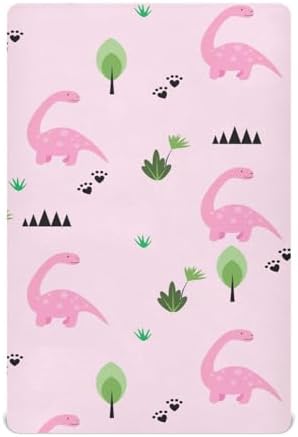 Gbjiemia Pink Dinosaur Crib Sheets for Baby Boys Girls 1
