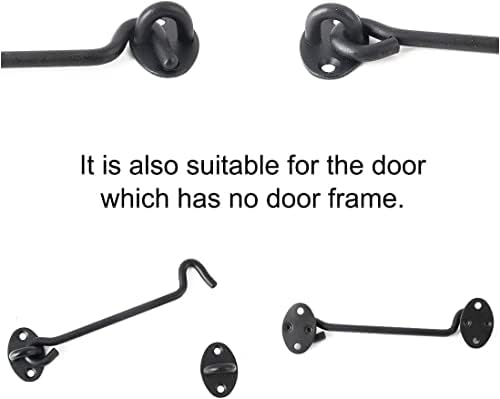 Stainless Steel Hook and Eye Latch for Gates Windows 2pcs Black Deadbolt