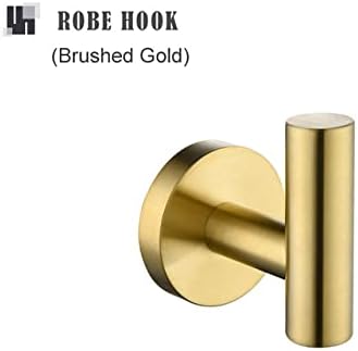 UTILES Brushed Gold Stainless Steel Round Towel Bar Hook Set