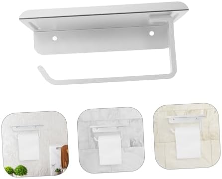 HOMSFOU Silver Metal Toilet Paper Holder Wall Organizer