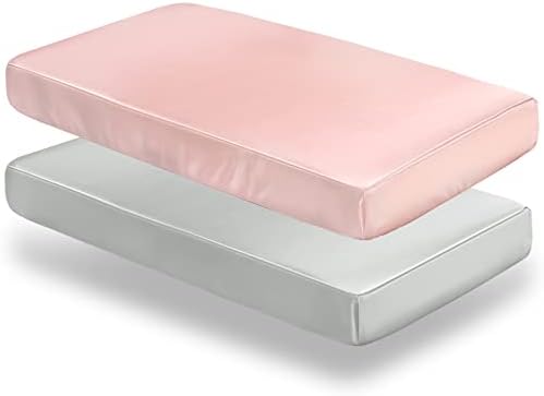 SiinvdaBZX 2 Pcs Satin Crib Sheets - Light Grey Pink
