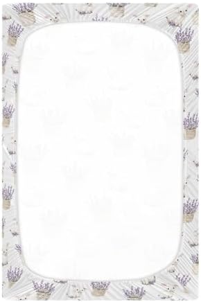 MNSRUU Crib Sheets for Boys Girls Lavender Pattern Breathable Fitted Sheet