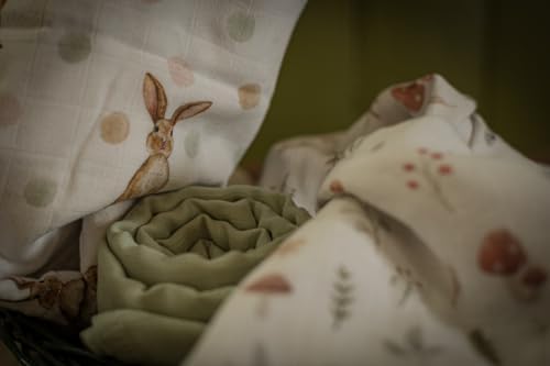 Kiddolove Muslin Swaddle Blankets 3 Pack Forest Theme
