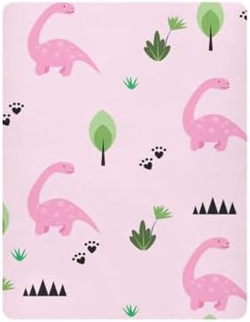 Gbjiemia Pink Dinosaur Crib Sheets for Baby Boys Girls 1