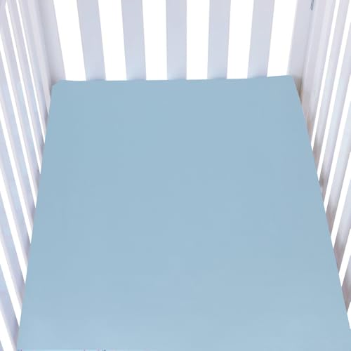 Knlpruhk Pure Mulberry Silk Crib Sheet 28x52 9 Deep Pocket Lt Blue