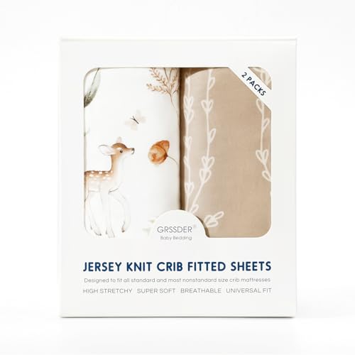 GRSSDER Ultra Soft Stretch Crib Sheets Set 2 Pack