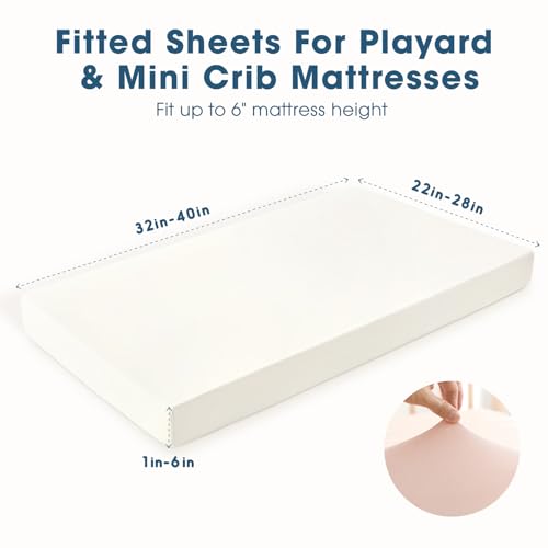 GRSSDER Mini Crib Sheets 2 Pack - Ultra Soft Stretchy Universal Fit
