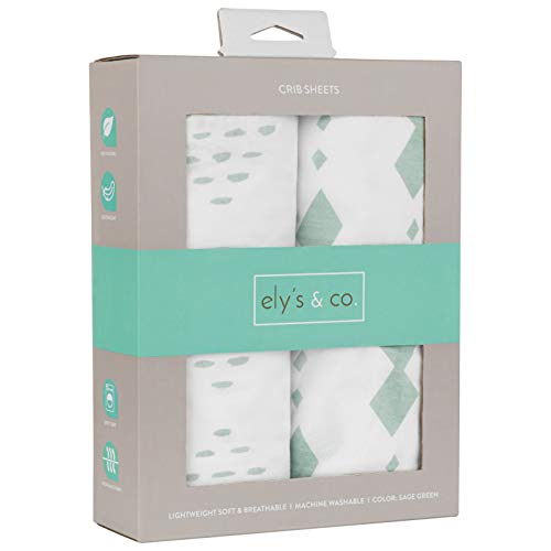 Elys Co Crib Sheet Set 2 Pack Grey Sage Diamond