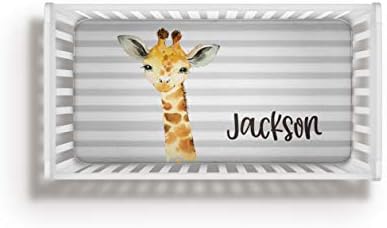 The Navy Knot Personalized Crib Sheet for Baby Boy Giraffe