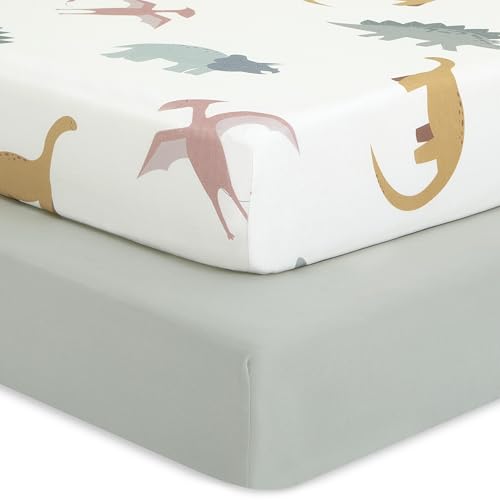 Evolur Rawrsome Light Crib Sheet Set 2 Pack