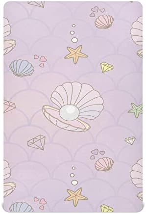 ALAZA Mermaid Tail Seashell Starfish Pink Crib Sheet Fitted Bassinet Sheet