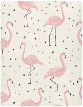 SUABO Summer Pink Flamingo Crib Sheets for Baby and Toddler