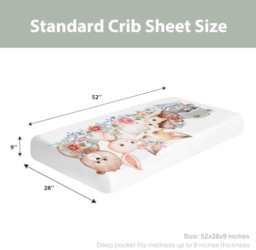Cute Spring Animals Crib Sheets 52x28 Universal Fit