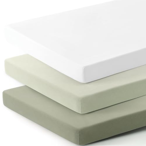 GRSSDER Mini Crib Sheets 3 Pack Sage Green