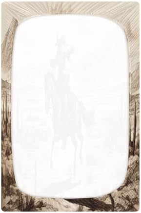Jihqo Western Desert Cowboys Crib Sheets Pack N Play Soft Breathable