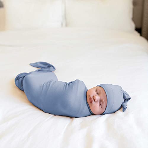 Kloovete Large Swaddle Blanket with Knotted Hat for Newborns