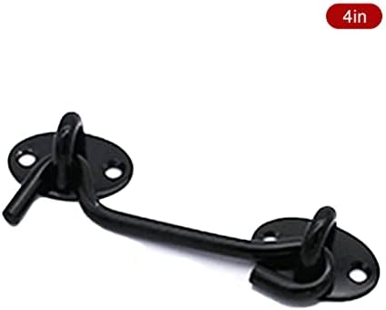 SHAUNI Hook and Eye Gate Bolt Lock 6 Inch Black Metal
