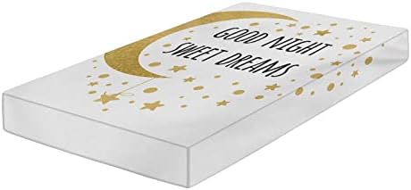 XISUNYA Crib Fitted Sheet Gold and Black with Moon Stars Print