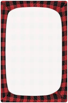 WELLDAY Red Buffalo Plaid Crib Sheets for Boys Girls