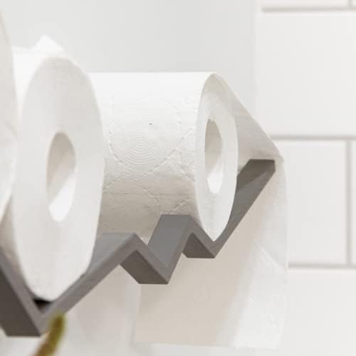 EWART WOODS Grey Toilet Paper Holder with Zigzag Design