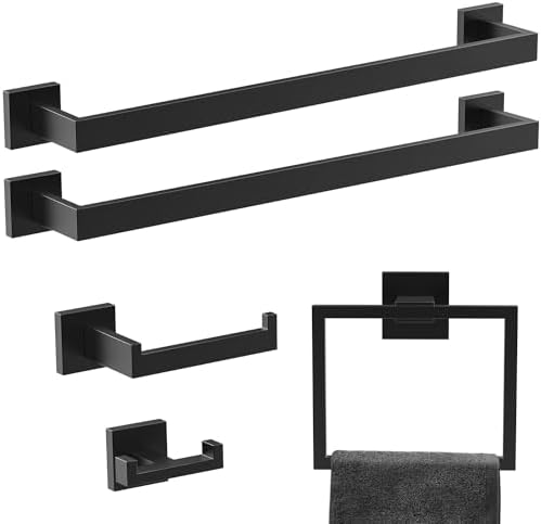 BOZWELL 5-Piece Matte Black Bathroom Hardware Set
