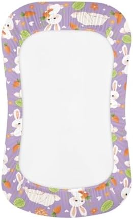 Pzuqiu Soft Cartoon Carrot Bunny Crib Sheet