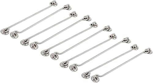 SHAUNI Hook and Eye Latch Gate Bolt Hook 10pcs Silver Stainless Steel
