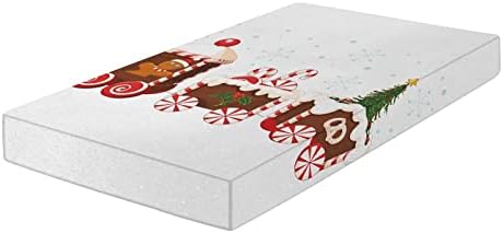 XISUNYA Decorative Crib Sheet Set Gingerbread Train Christmas Print