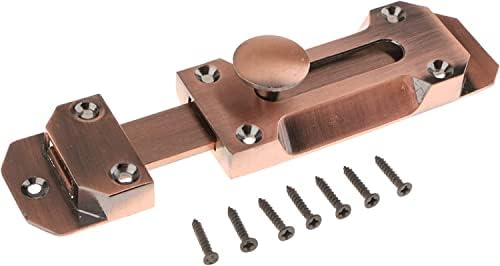SHAUNI Brass Gate Slide Latch Lock Red Copper 5in