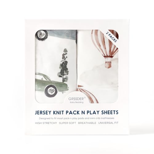 GRSSDER Pack n Play Sheets 2 Pack 38x24x6 Universal Fit