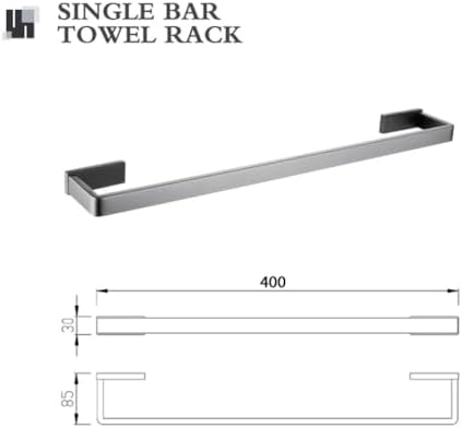 TAOLE Matt Black 6 Hooks Towel Bar Bathroom Hardware Kit