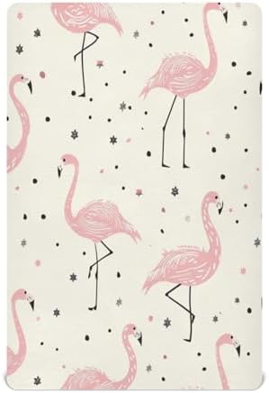 SUABO Summer Pink Flamingo Crib Sheets for Baby and Toddler
