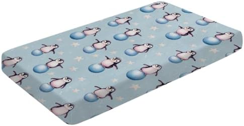 Cute Baby Penguins Stars Crib Sheet 52x28