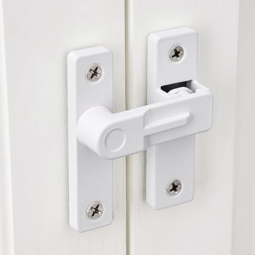 INIRET 180 Degree Flip Latch White Finish Zinc Alloy Barn Door Lock