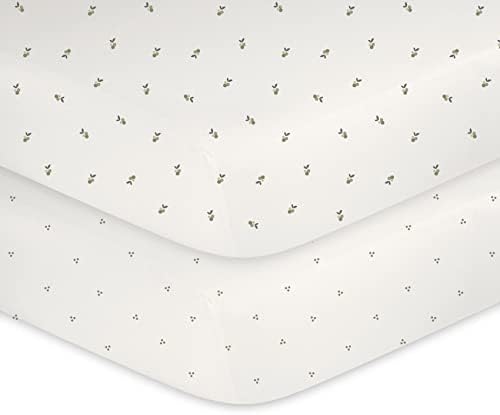 Elys Co Waterproof Crib Sheets 2 Pack Sage Berry Dot